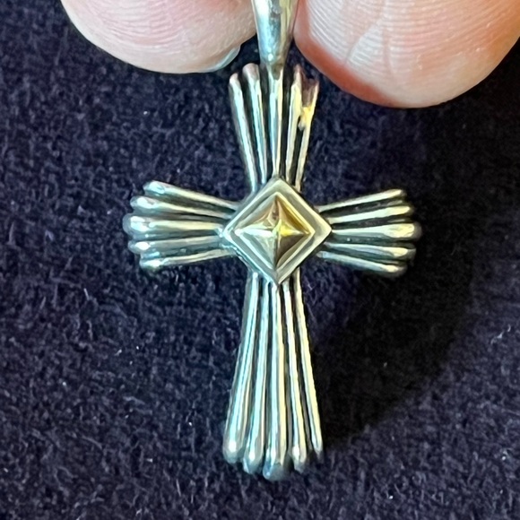 RARE LAGOS Sterling Silver 18k yellow gold Cross Pendant - Picture 4 of 13